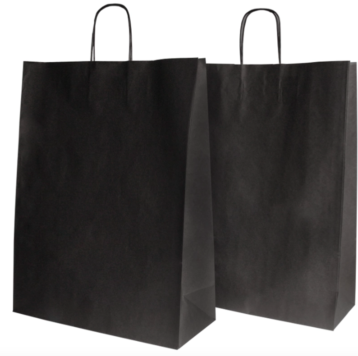 товар Черный пакет с крученными ручками, внутр крафт, 350*150*485, 78 г/м2 CKPK235